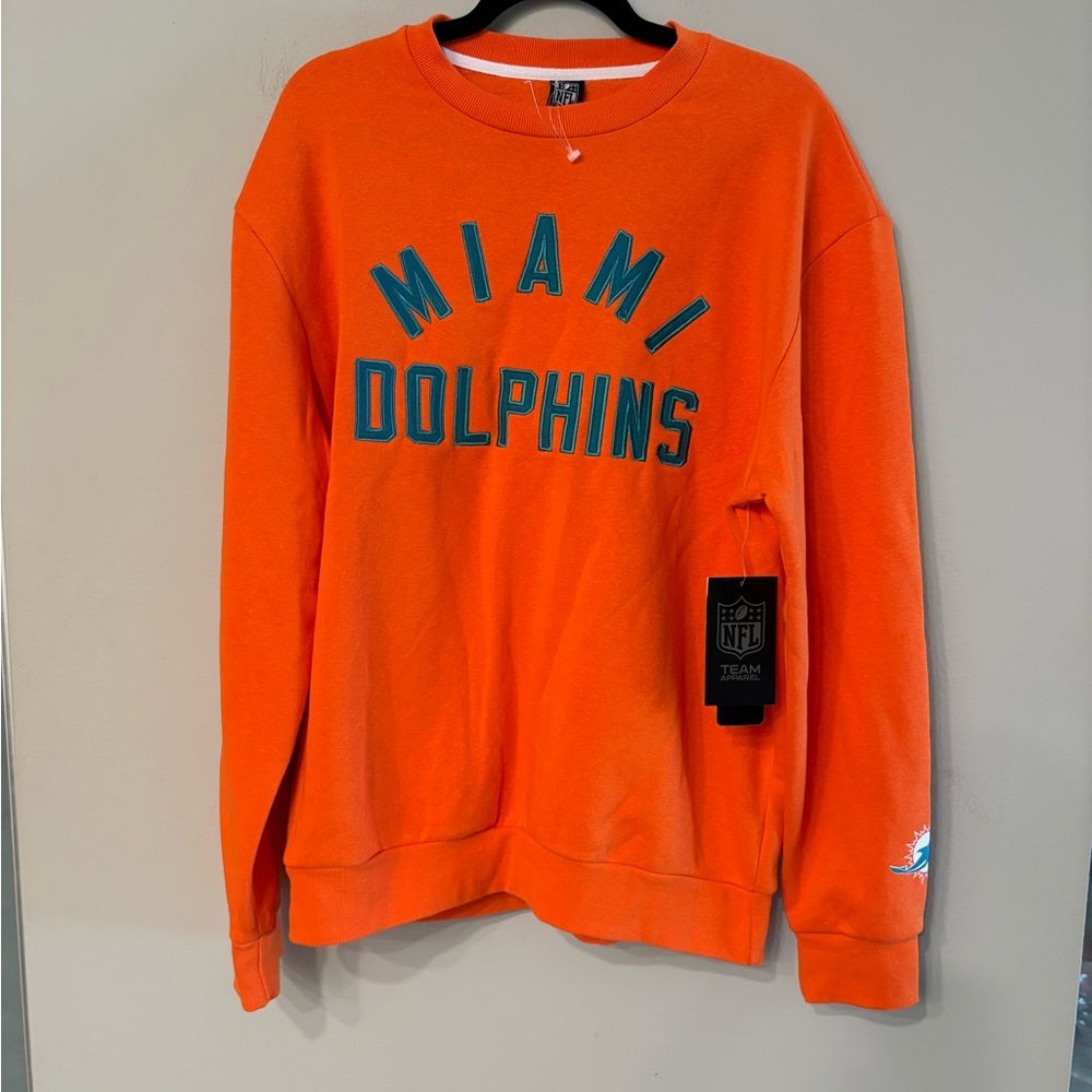Miami Dolphins Orange Men’s Large Crewneck Sweatshirt NWT